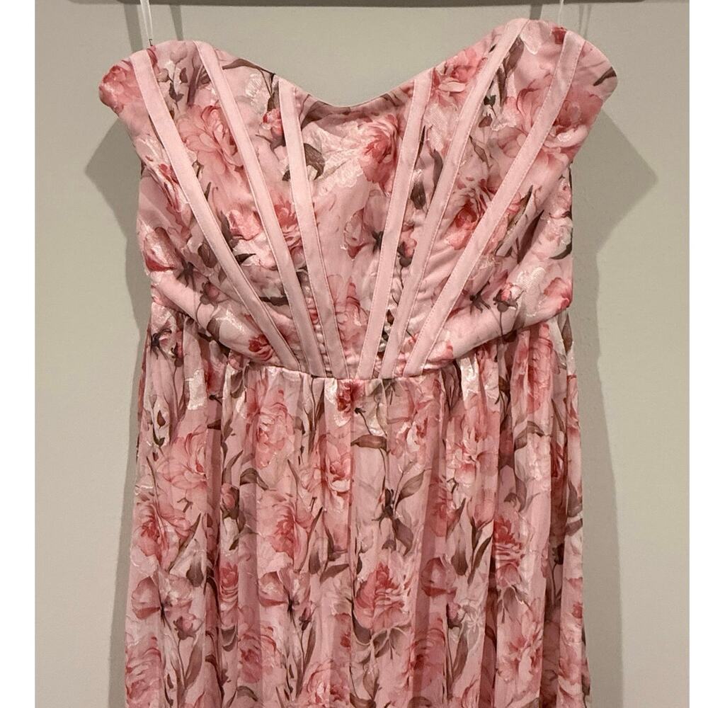 NWOT Lulus Special Moment Pink Floral Strapless Bustier Maxi Dress Size Medium - Picture 3 of 8
